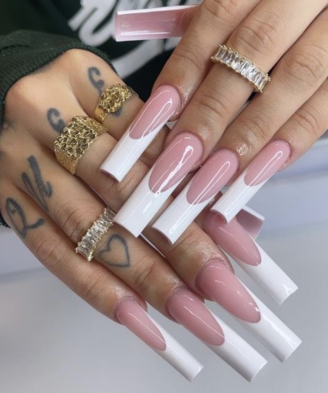 September Nail Ideas, Simple Nail Art, Long Acrylic Nail Designs, White Acrylic Nails, French Tip Acrylic Nails, Simple Acrylic Nails, French Acrylic Nails, Long Acrylic Nails Coffin, Acrylic Nails Coffin Pink