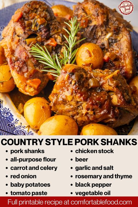 Crispy Pork Shanks Recipe, Pork Shanks Recipe Ovens, Braised Pork Shanks Recipe, Pork Shanks Recipe Slow Cooker, Shank Recipes, Pork Shanks Recipe, Pork Shanks, Shanks Recipe, Beef Shank Recipe