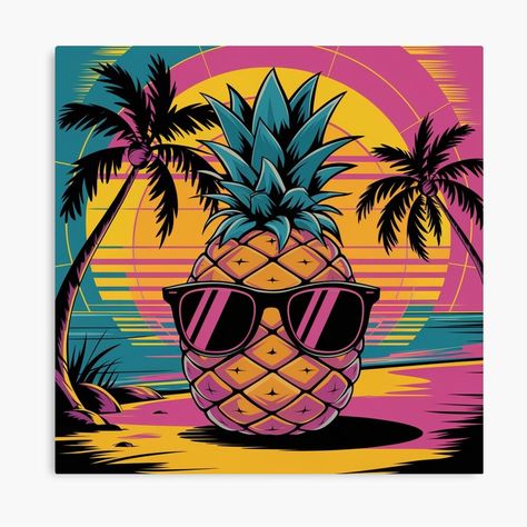 Get my art printed on awesome products. Support me at Redbubble #RBandME: https://www.redbubble.com/i/canvas-print/Cool-Pineapple-in-Sunglasses-Summer-Vibes-by-XquisiteFashion/165342140.5Y5V7?asc=u Sunglasses Summer, Pineapple Design, Juicy Fruit, Summer Sunglasses, A Fan, Just Love, Summer Vibes, Pineapple, Awesome Products