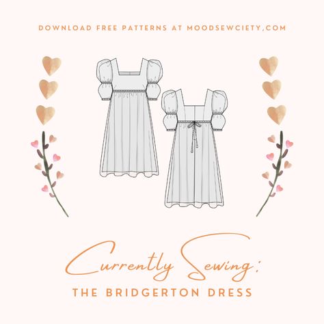 MDF237 - The Bridgerton Dress - Mood Sewciety Bridgerton Diy, Mood Sewciety, Coat Pattern Sewing, Free Sewing Patterns, Free Sewing Pattern, Pattern Ideas, French Seam, Dress Sewing Pattern, Dress Sewing