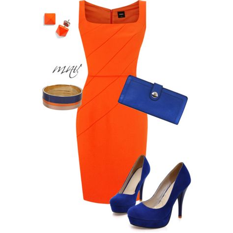 BE BOLD by mverros on Polyvore featuring Oasis, Lodis and Dsquared2 Summer Outfits Orange, Orange Dress Outfits, Blue Dress Outfits, Modest Summer, Modest Summer Outfits, Orange Outfit, Colourful Outfits, Orange Dress, Be Bold