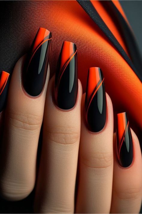 Nail Vinyls, Green Nail Designs, Nail Design Inspiration, Pretty Nail Art Designs, Yellow Nails, Black And Orange, Unique Nails, Fancy Nails, Chic Nails