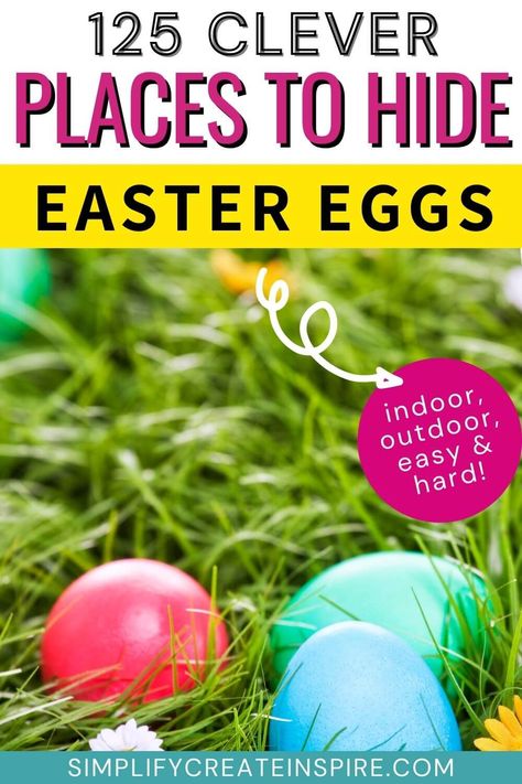 Are you looking for the best places to hide Easter eggs? Whether you are planning the most epic Easter egg hunt or you're the Easter bunny looking for new inspiration for where to hide Easter baskets, you're sure to get plenty of great ideas! These Easter egg hiding places include the best spots indoors and outdoors, with easy hiding spots for easter eggs and trickier egg-hiding ideas to challenge the big kids too! Where to hide Easter eggs. Easter Prizes, Easter Egg Party, Easter Scavenger Hunt, Adult Easter, Easter Egg Tree, Easter Activities For Kids, Easter Hunt, Kids Easter Basket, Easter Bunny Eggs