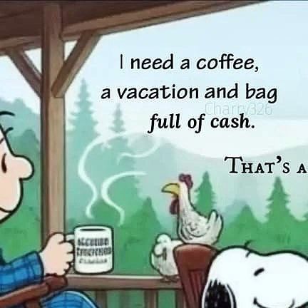 Snoopy Coffee, Funny Snoopy, Vacation Money, Peanuts By Schulz, Daily Funny, Tag A Friend, Follow Me, Snoopy, Thank You