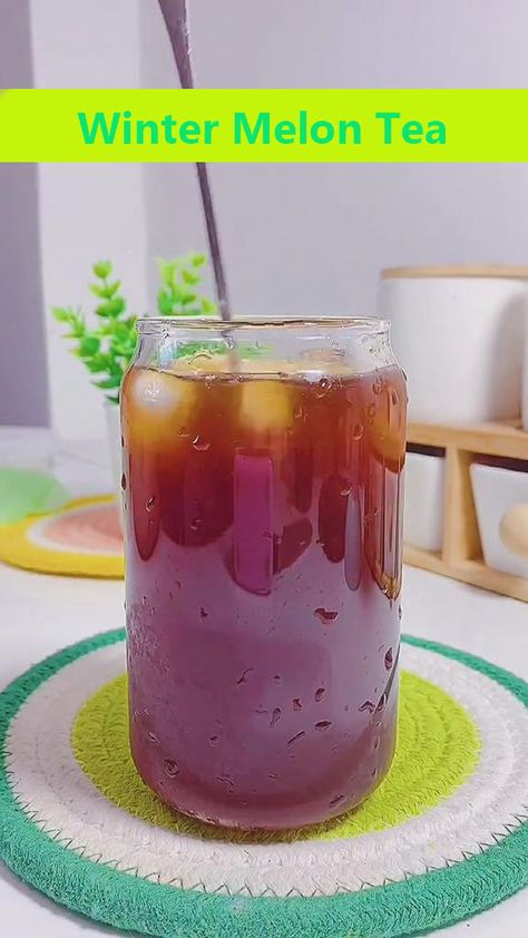 Winter Melon Tea Winter Melon Recipe, Winter Melon Tea, Popular Summer Drinks, Melon Lemonade, Asian Drinks, Melon Tea, Melon Milk, Melon Recipes, Basil Tea