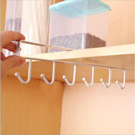 Ccdes Kitchen Storage Rack Cupboard Shelf Hooks, Hanging Hook Wardrobe Organizer Cup Holder Multifunctional Utensil Rack Placard Design, Organiser Cucina, Utensil Rack, Shelf Hooks, Cupboard Shelves, Hanging Closet, Hook Hanger, Kitchen Storage Rack, Hanger Rack