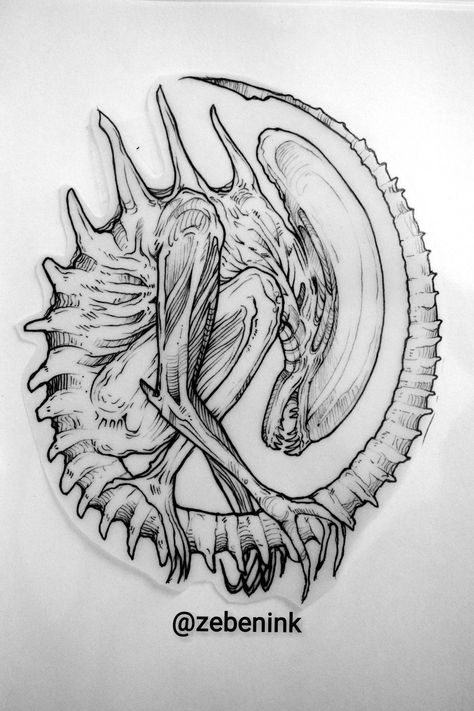 Alien Queen Tattoo, Alien Movie Drawing, Aliens Tattoo Design, Alien Tattoo Xenomorph Queen, Alien Flower Tattoo, Xenomorph Tattoo Design, Alien Xenomorph Art, Xenomorph Sketch, Ribs Tattoo Design