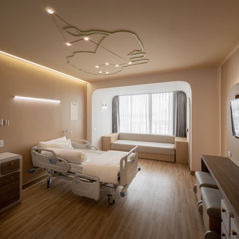 FRAME | EKH CHILDREN HOSPITAL, Samut Sakhon, Thailand Hospital Bedroom Design, Luxury Hospital Room, Hospital Bedroom, Hospital Delivery Room, Beautiful Hospital, Children Hospital Design, Healthcare Interior Design, Modern Hospital, Hospital Architecture