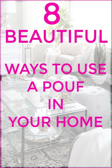 Poufs are timeless, multipurpose must-have furniture pieces to add function, personality, color and pattern to any room! See 8 ways to use a pouf ottoman in your home, many you wouldn't even think of! Poufs are so versatile! #homedecor #decor #decorate #livingroom #pouf #ottoman Pouf Ottoman Living Room, Pouf Seating, Living Room Pouf, Ottoman Decor, Retro Revival, Poufs & Ottomans, Coastal Living Rooms, Ottoman In Living Room, Pouf Ottoman