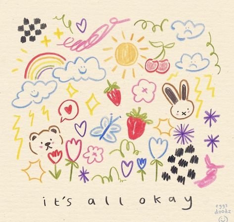 Everything Will Be Okay, Art Diary, Cute Doodles Drawings, Arte Inspo, Be Okay, Cute Doodle Art, Mini Drawings, Cute Easy Drawings, Lovely Day