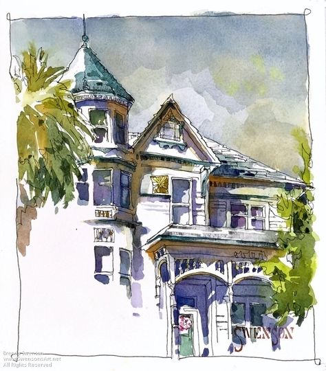 Brenda Swenson Artworks Gallery Famous Watercolor Artists, Brenda Swenson, John Singer Sargent Watercolors, Van Gogh Watercolor, Watercolor Architecture, Watercolor Pictures, Ink Watercolor, Architecture Painting, Watercolor Images