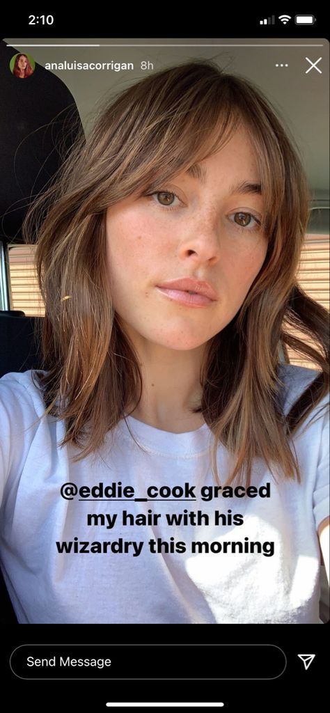 Alex Chung Hair, 2023 Bangs Trend Medium Hair, Shoulder Length Hair With Long Fringe, Camille Rowe Bangs, Shoulder Length With Bangs Round Face, Cutie Bits Haircut, Unstyled Lob, French Long Bob Haircut, Layered Lob Straight Hair