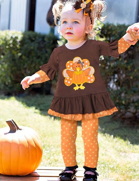 Embroidery Outfits, Traditional Baby Dresses, Thanksgiving Baby Outfits, Girls Thanksgiving Outfit, Thanksgiving Hair, Attractive Clothing, Turkey Pattern