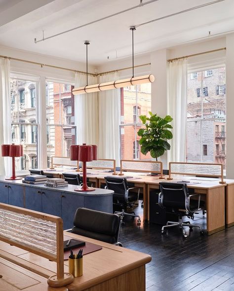 New studio • Instagram Communal Workspace, Solid Oak Desk, Loft Windows, San Myshuno, Loft Design, Workplace Design, Workspace Design, Soho House, Design Grafico