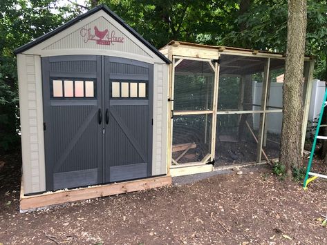 Rubbermaid Shed Coop Build and Run | BackYard Chickens - Learn How to Raise Chickens Chicken House And Run, Chicken Run From Pallets, Steel Shed Chicken Coop, Plastic Shed Chicken Coop Ideas, Rubbermaid Chicken Coop, Lifetime Shed Chicken Coop, Rubbermaid Shed Chicken Coop, Leanto Shed Chicken Coop, How To Turn A Shed Into A Chicken Coop