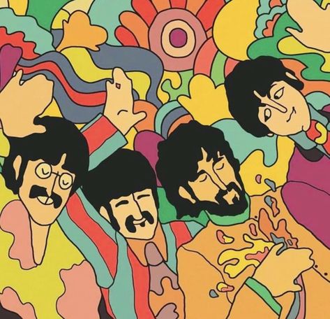 Beatles Art Painting, The Beatles Art Painting, The Beatles Widget, The Beatles Art Drawing, The Beatles Painting, Beatles Painting, The Beatles Cartoon, Trippy Paintings, Aesthetic Pleasing