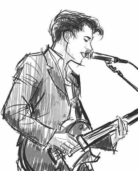 Alex Turner Monkey Drawing, Guitar Drawing, Music Drawings, Monkey Art, Artic Monkeys, Guitar Art, Arte Sketchbook, Art Drawings Sketches Simple, Sketchbook Art Inspiration