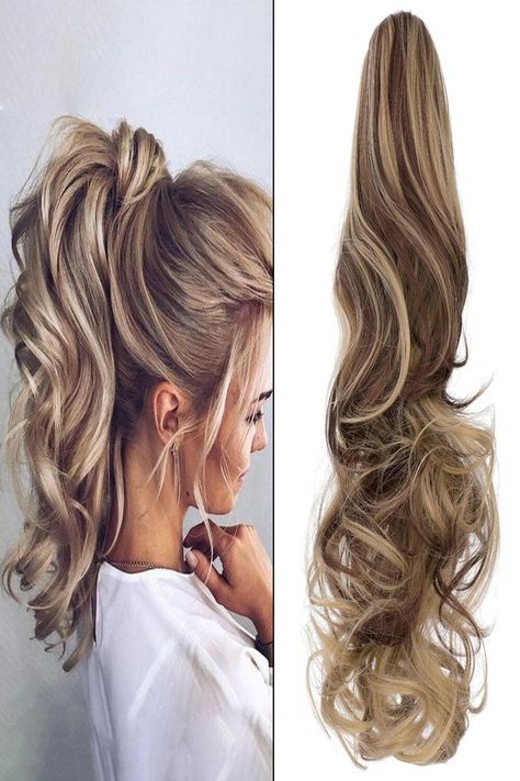 Long Pony Tails for Women Extensions Ash Blonde Mix Light Brown Wave Hairpiece Long Pony, Hair Extensions Long, Claw Clip Ponytail, Clip Ponytail, Wavy Ponytail, Pony Tails, Long Hair Extensions, Essential Products, Ponytail Hair Extensions