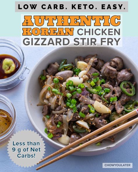 Chicken Gizzard Recipe - Yummy Korean Stir Fry – Chow You Later Korean Chicken Gizzard Recipe, Chicken Gizzard And Hearts Recipe, Air Fryer Chicken Gizzards, Duck Gizzards Recipe, Chicken Gizzard Recipe, Fried Chicken Gizzard Recipe, Fried Gizzards, Gizzard Recipe, Gluten Free Fried Chicken