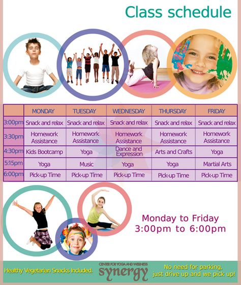 #Synergy #Yoga #After #School #Enrichment #Program #Class #Schedule Infant Schedule, Student Of The Week, Yoga Music, Child Rearing, Yoga Dance, Summer Program, After School Program, Class Schedule, Learning Ideas