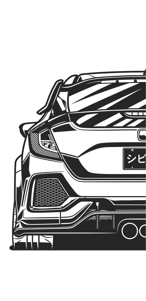 Honda Civic Type R Drawing, Honda Civic Art, Honda Civic Drawing, Civic Type R Wallpaper, Honda Drawing, Honda Civic Type R Wallpapers, Honda Civic Wallpaper, Honda Jazz Sport, Civic Jdm