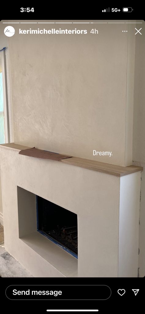 Fireplace Flushed To Wall, Stucco Over Tile Fireplace, Living Room Fireplace Brick, Tv Height Above Fireplace, Roman Clay Electric Fireplace, Extending Fireplace To Ceiling, Vintage Style Fireplace, Plastered Fireplace Ideas, Arched Plaster Fireplace