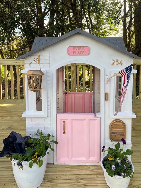 Personalised Rabbit Hutch Door … curated on LTK Backyard Discovery Playhouse Makeover, Plastic Playhouse Makeover, Little Tikes Playhouse Makeover, Painted Playhouse, Diy Playhouse Makeover, Pink Playhouse, Playhouse Interior, Plastic Playhouse, Toddler House