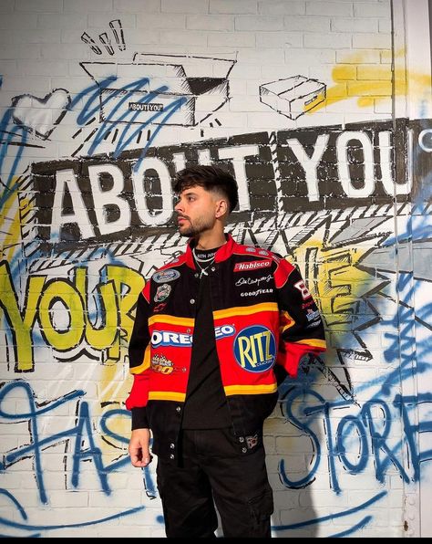 Racecar Jacket Outfit, Nascar Jacket Outfit, Race Car Jacket Outfit, Racecar Jacket, Race Car Outfit, Nascar Outfit, Racing Jacket Outfit, Chris Brown Outfits, Nascar Jacket