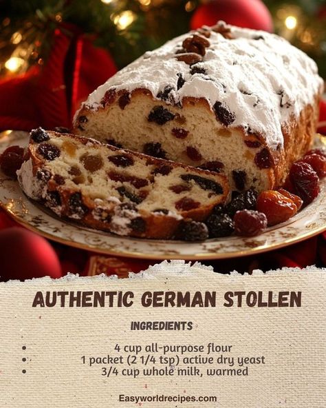 German Christmas Bread, Christmas Stollen Recipe, Stollen Bread, German Stollen, Traditional German Christmas, Christmas Stollen, Stollen Recipe, German Cake, Christmas Bread