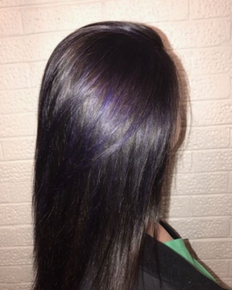 Peekaboo Highlights Brunettes, Purple Peekaboo Highlights Brunettes, Highlights On Straight Hair, Purple Peekaboo Highlights, Purple Streaks, Peekaboo Highlights, Purple Highlights, Peek A Boo, Brunettes