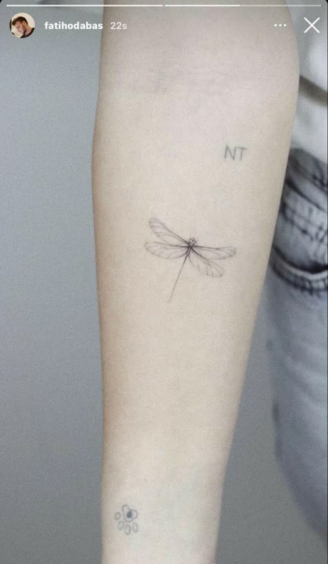 Delicate Dragonfly Tattoo For Women, Minimal Dragonfly Tattoo, Dragonfly Tattoo Fine Line, Little Dragonfly Tattoo, Dragonfly Tattoo Minimalist, Dainty Dragonfly Tattoo, Fine Line Dragonfly Tattoo, Tattoo Dragonfly, Classy Tattoos For Women