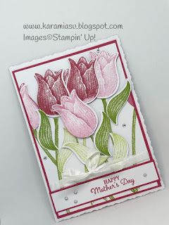 Stamp Up With Karamia: Stamping Up With Karamia - Scrimpy's Blog Hop Featuring Timeless Tulips Tulip Cards, Tulips Card, Anniversary Cards Handmade, Happy Anniversary Cards, Tulip Fields, How To Make Paper Flowers, Making Greeting Cards, Spring Cards, Sympathy Card