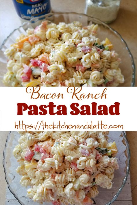 Sabbath Meals, Bacon Pasta Salad, Bacon Ranch Pasta, Bacon Ranch Pasta Salad, Classic Macaroni Salad, Cold Salads, Potato Salads, Ranch Salad, Ranch Pasta Salad