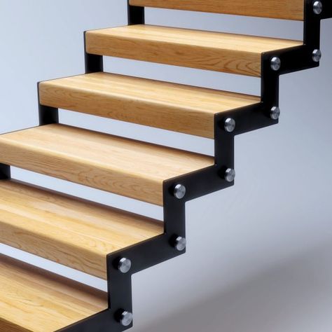 Airplane Stairs, Open Riser Stairs, Stairs Floating, Modern Staircase Railing, Stair Kits, Staircase Interior Design, Wood Railing, Stair Railing Design, Floating Stairs