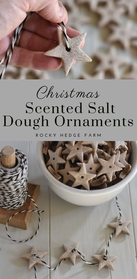 These easy to make scented Christmas salt dough ornaments are the perfect touch to a homemade Christmas feeling. Gather the children because this recipe is easy enough for them to participate in and you probably already have all the ingredients in your kitchen. Scented Salt Dough Ornaments, Dough Ornaments Recipe, Salt Dough Ornaments Recipe, Handmade For Christmas, Ornaments Recipe, How To Make Salt Dough, Craft For Children, Salt Dough Christmas Ornaments, Homemade Flour