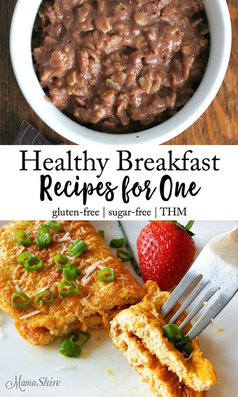 Healthy Breakfast Recipes for One - A delicious variety of breakfast recipes for one on plan with Trim Healthy Mama. #glutenfree #trimhealthymama #breakfastrecipes #recipesforone #healthyrecipes Breakfast Recipes For One, Trim Healthy Mama Breakfast, Healthy Dinner For One, Recipe For One, Recipes For One, Trim Healthy Mama Recipes, Healthy Meals For One, Dinner For One, Single Serving Recipes