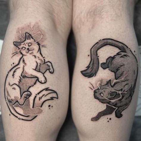 Shana Tabone (@sourfangstattoo) • Instagram-foto's en -video's Cat Tattoo Illustration, Dancing Cat Tattoo, Cats Tattoo Ideas, Tattoo Ideas Cats, Cat Bones Tattoo, Skeleton Cat Tattoo, Cartoon Cat Tattoo, Japanese Cat Tattoo Design, Long Tattoo