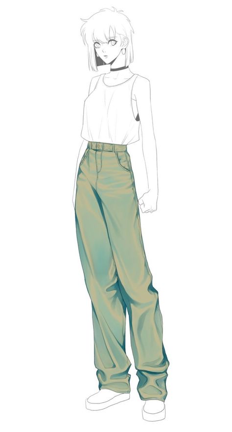 Drawing Pants, Pants Drawing, Beautiful Illustration, Digital Painting Tutorials, Anime Drawings Tutorials, Drawing Clothes, Art Tutorials Drawing, Digital Art Tutorial, Anime Poses Reference