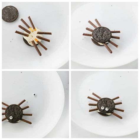 Oreo Spiders Oreo Spiders, Halloween Snack Mix, Starbucks Egg Bites, Fun Halloween Treats, Candy Eyeballs, Halloween Treats For Kids, Kid Friendly Halloween, Candy Sticks, Gummy Worms