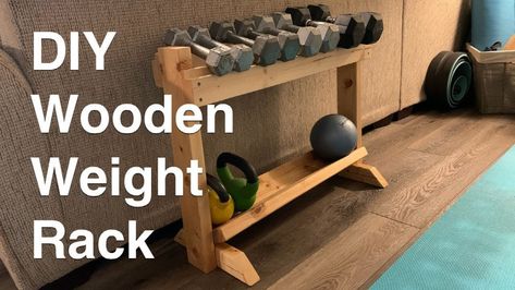 10 Free DIY Dumbbell Rack Plans | Build a Weight Rack Diy Weight Rack, Diy Dumbbell Rack, Garage Gym Diy, Diy Dumbbell, Small Home Gyms, Gym Rack, Workout Room Home, Weight Rack, Diy Home Gym