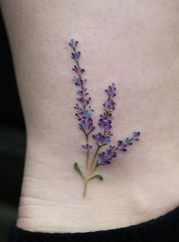 Lavender Tatoos Ideas, Flower Foot Tattoo, Blue Flower Tattoos, Aa Tattoos, Lavender Tattoo, Hiking Tattoo, Small Pretty Tattoos, Greek Tattoos, Collar Bone Tattoo