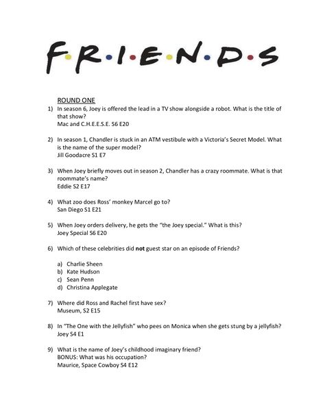 Friends Reunion Party, 4 Lifers, Friends Kitchen, Friends Trivia, Why God Why, Birthday Extravaganza, Tv Trivia, Fun Trivia Questions, Friends Logo