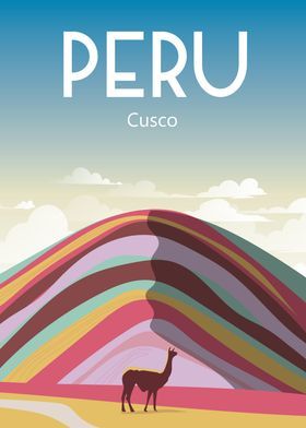 Peru Llama, Cusco Travel, Freddy Mercury, Cusco Peru, Retro Travel Poster, Peru Travel, Lima Peru, Travel Illustration, Landscape Illustration