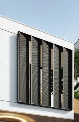 Privacy Grill Design, Louvers Facade, Window Treatments Exterior, Balcony Shutters, Outdoor Lights Ideas, Window Seat Ideas, Window Louvers, Cozy Window Seat, Solar Lamps