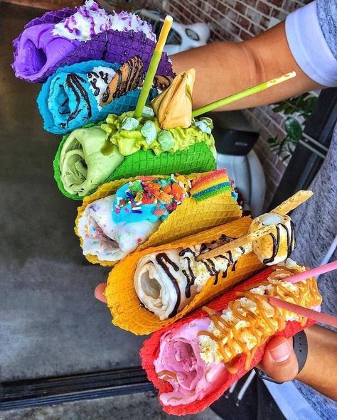 #travel #travelphotography #photography #nature #travelgram #love #photooftheday #instatravel #instagood #wanderlust #trip #travelblogger #adventure #traveling #vacation #picoftheday #travelling #explore #instagram #landscape #beautiful #ig #holiday #like #beach #summer #naturephotography #art #photo #bhfyp Rainbow Tacos, Ice Cream Taco, Dessert Taco, Pastel Cupcakes, Rainbow Food, God Mat, Think Food, Köstliche Desserts, Cute Desserts