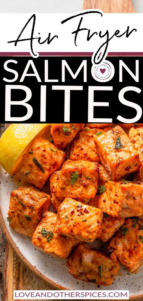 Salmon Nuggets, Cooking Salmon Fillet, Salmon Bites Recipe, Cook Salmon, Air Fryer Salmon, Salmon Bites, Delicious Seafood Recipes, Nuggets Recipe, Lemon Salmon