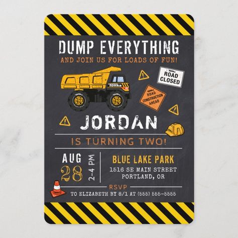 Tonka Truck Chalkboard Birthday Invitation - tap, personalize, buy right now! #Invitation #ad #birthday, #kids #tonka #trucks, Construction Party Invitations, Dump Truck Party, Construction Party Decorations, Dump Truck Birthday Party, Construction Invitations, Construction Birthday Invitations, Dump Truck Birthday, Construction Theme Party, Construction Birthday Party