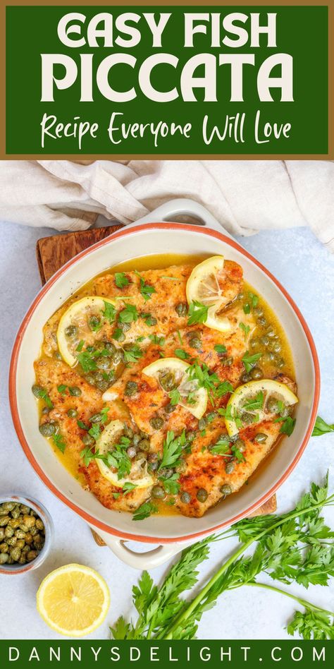 Who says you can’t have gourmet at home? 🍽️ Try my Easy Fish Piccata for a restaurant-quality meal that’s quick and easy! #GourmetAtHome #CookingInspiration Fish Puttanesca Recipe, Fish Picatta, Haddock Piccata, Fish Piccata, Easy Fish Dinners, Baked Catfish, Fish Meals, Capers Chicken, Lemon Caper Sauce