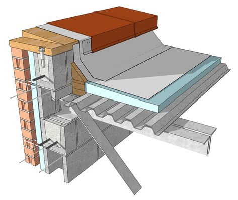 Free: 12 Common Construction Details Modeled in SketchUp - Architizer Journal Roof Flashing, Architectural Materials, Plans Architecture, Civil Construction, Roof Construction, Roof Architecture, Construction Details, Architectural Section, Roof Structure