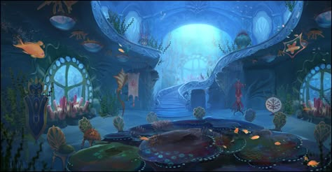 ArtStation - Deep Sea Council, Johanna Rupprecht Hangout Place, Underwater Room, City Concept, Underwater House, Underwater City, Themed Rooms, Mermaid Room, Fantasy Rooms, Bg Design